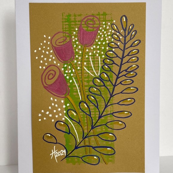 Handmade Original Art Blank Greeting Card and Envelope Suitable for Framing - Picture 1 of 6